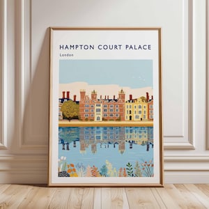 Hampton Court Palace Poster, London Travel Poster, Royal Palace Wall Art, Hampton Court Print, UK Landmark Poster, British Heritage Art