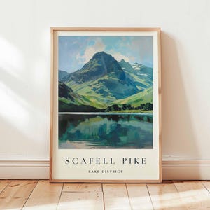 Scafell Pike Poster, Lake District Travel Print, England Mountain Wall Art, Hiking Decor, Three Peaks Gift Art, UK Landscape Print