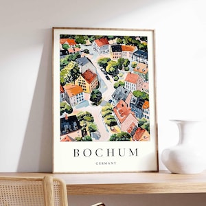Bochum Poster, Bochum Print, Germany Wall Art, Bochum Decor, Vintage City Poster, Modern Art Print, Poster of Bochum, Gift for Bochum Lovers