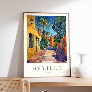 Póster de Sevilla, Póster de España, Arte mural de Sevilla, Impresión española, Impresión de Sevilla, Decoración de Andalucía, Decoración de Sevilla, Arte mural de España
