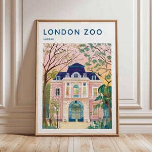 London Zoo Poster, London Travel Poster, Zoo Wall Art, Animal Print London, UK Travel Poster, British Wildlife Art, Regent&#39;s Park Decor