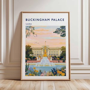Buckingham Palace Poster, London Travel Poster, Royal Palace Wall Art, Buckingham Print, UK Landmark Poster, British Architecture