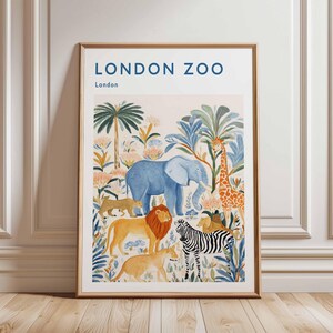 London Zoo Poster, London Travel Poster, Zoo Wall Art, Animal Print London, UK Travel Poster, British Wildlife Art, Regent&#39;s Park Decor