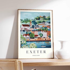 Exeter Poster, England Travel Print, British Decor, United Kingdom Travel Poster, City Print, Exeter Gift, Exeter Travel Poster