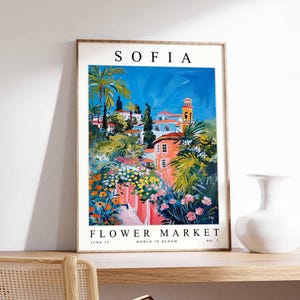 Sofia Flower Market Poster, Sofia Print, Bulgarian Floral Wall Art, Sofia Floral Decor, Botanical Poster, Bulgaria Print, Europe Travel Art
