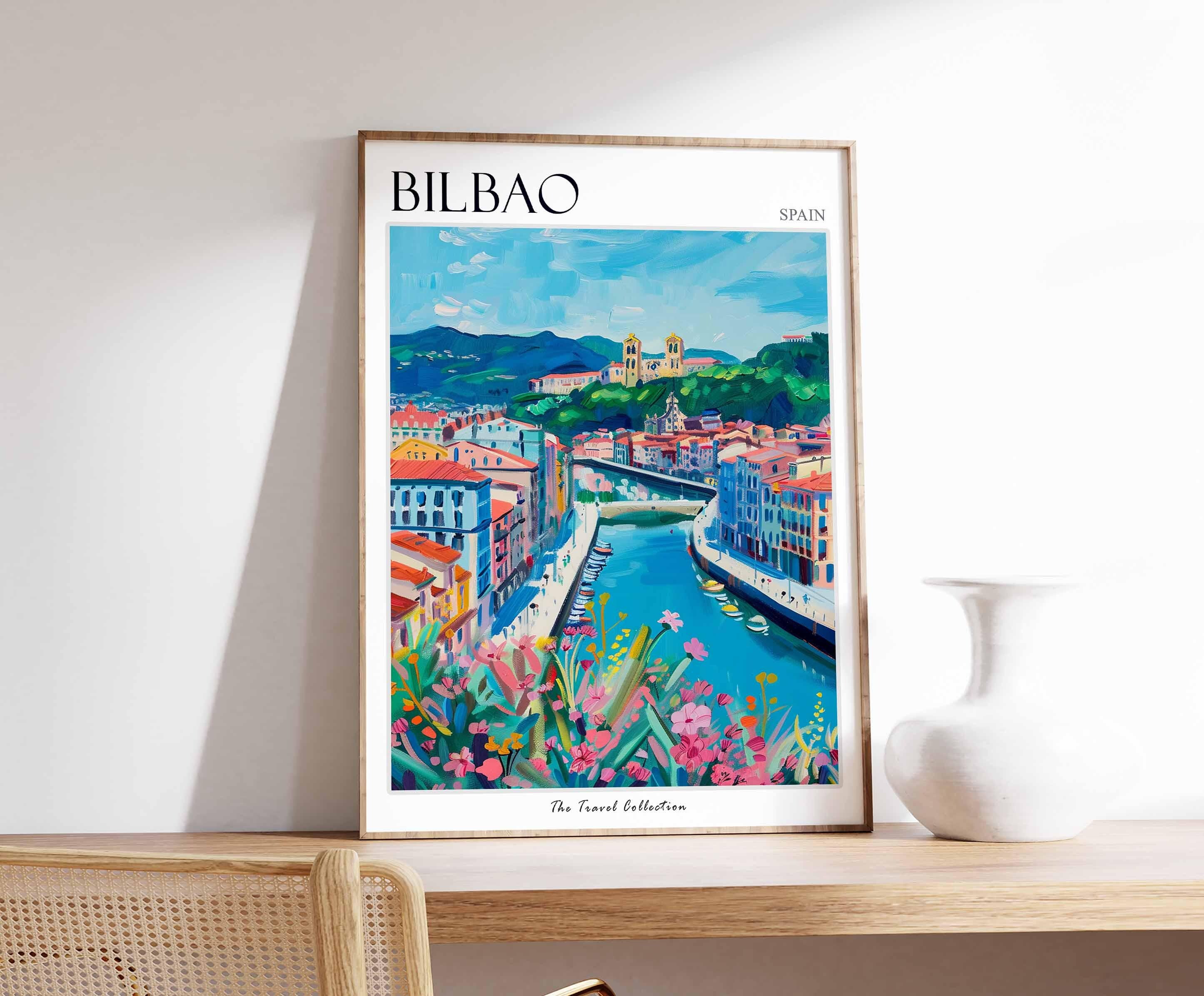 Bilbao Poster, Bilbao Travel Print, Spain Wall Art, Spanish Travel Print, Tropical Decor, Bilbao Gift, Bilbao Travel Poster