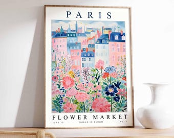 Paris Flower Market Poster: French Floral Botanical Print