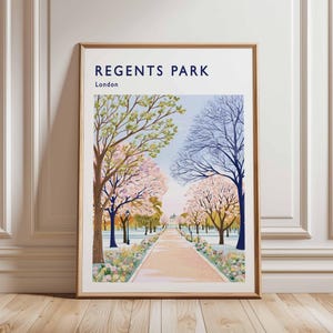 Regents Park Poster, London Travel Poster, Regents Park Wall Art, London Park Print, UK City Poster, British Nature Art, London Decor Print