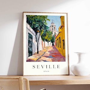 Póster de Sevilla, Póster de España, Arte mural de Sevilla, Impresión española, Impresión de Sevilla, Decoración de Andalucía, Decoración de Sevilla, Arte mural de España