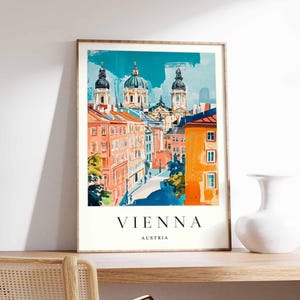 Pôster de Viena, impressão da Áustria, arte de parede de Viena, mapa minimalista da cidade, decoração moderna de Viena, pôster de viagem da Áustria