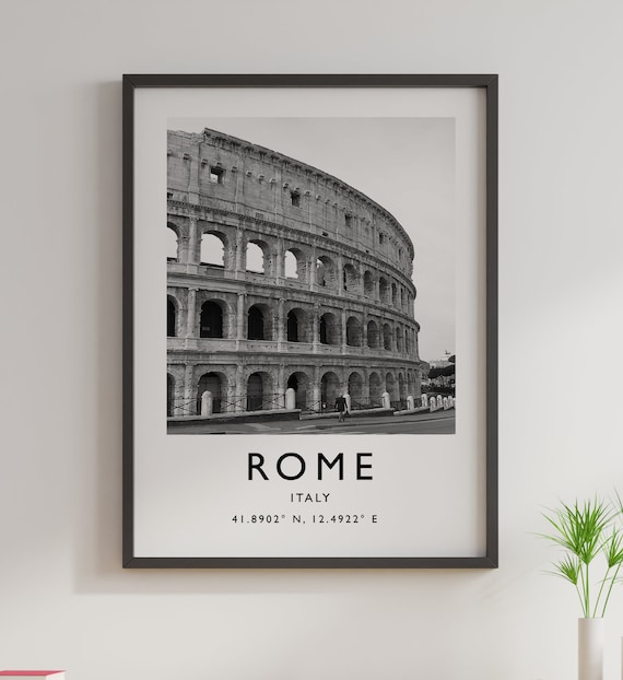 Rom Kolosseum Foto Poster, Reise-Druck, schwarz und weiß, Städte, Stadt,  Italien, Geschenk, Koordinaten, Vintage Fotografie, Wall Art Decor