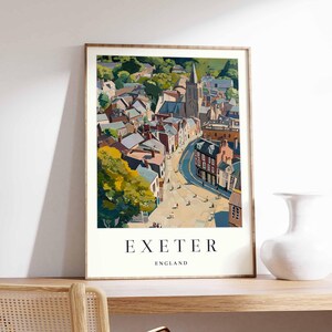 Exeter Poster, England Travel Print, British Decor, United Kingdom Travel Poster, City Print, Exeter Gift, Exeter Travel Poster