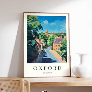 Oxford Poster, UK Travel Print, University City Print, UK College Art, Historic City Decor, Cityscape View Print, Oxford Travel Gift