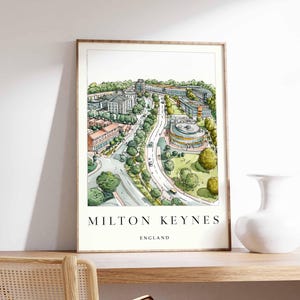 Milton Keynes Poster, UK Travel Print, Cityscape Print, England City Poster, UK Urban Art, Modern Architecture Decor, England Travel Gift