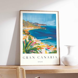 Gran Canaria Poster, Spain Travel Print, Canary Islands Wall Art, Spanish Island Decor, Gran Canaria Beach Poster, Europe Travel Art