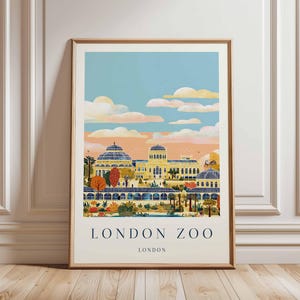 London Zoo Poster, London Travel Poster, Zoo Wall Art, Animal Print London, UK Travel Poster, British Wildlife Art