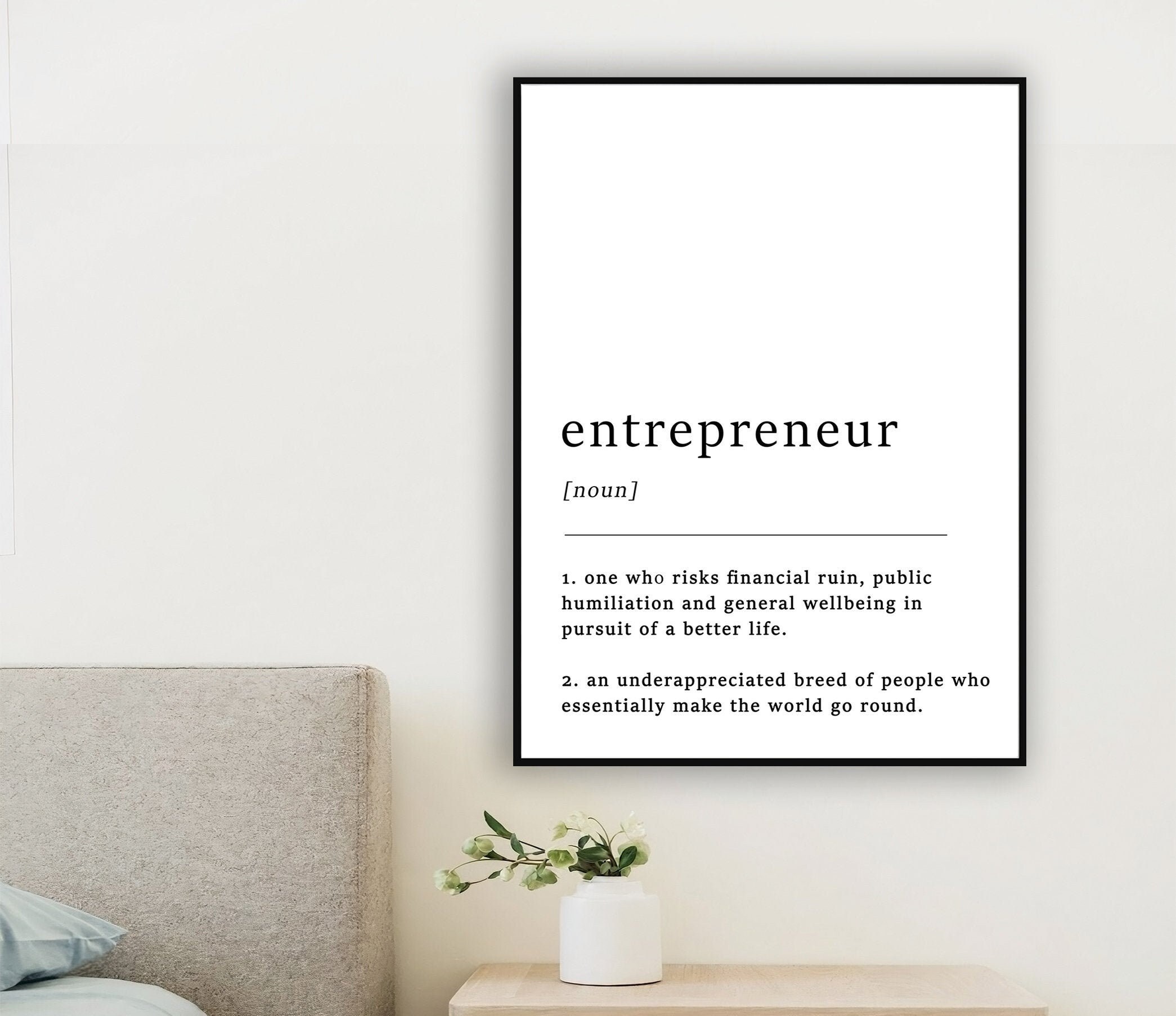Definition Of An Entrepreneur Quote Poster Print Business Etsy