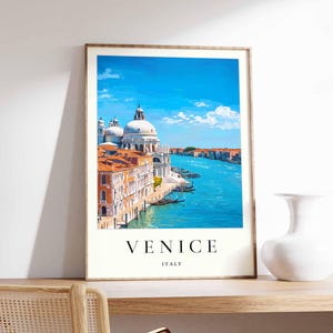 Venice Poster, Italy Travel Print, Grand Canal Print, Cityscape Wall Decor, Rialto Bridge View, Venetian City Wall Art, Italy Travel Gift