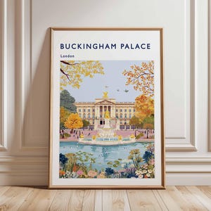 Buckingham Palace Poster, London Travel Poster, Royal Palace Wall Art, Buckingham Print, UK Landmark Poster, British Architecture