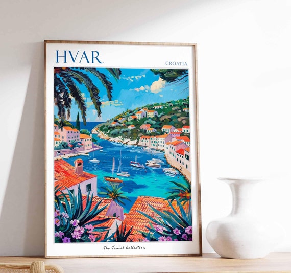 Hvar Croatia Travel Poster: Coastal European Wall Art