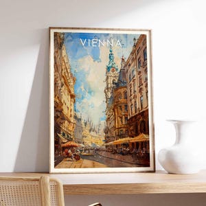 Cartaz de Viena, Impressão da Áustria, Arte de Parede de Viena, Cartaz da Cidade Austríaca, Impressão de Viagem pela Europa, Horizonte de Viena, Impressão de Arquitetura Histórica