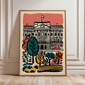 Buckingham Palace Poster, London Travel Poster, Royal Palace Wall Art, Buckingham Print, UK Landmark Poster, British Architecture Art