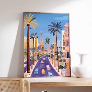 Las Vegas Poster, Nevada City Print, Vegas Strip Art, Casino Decor, Sin City Gift, Entertainment Wall Art, Neon Lights
