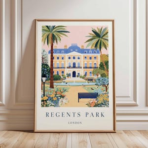 Regents Park Poster, London Travel Poster, Regents Park Wall Art, London Park Print, UK City Poster, British Nature Art, London Decor Print