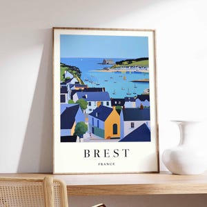 Brest Poster, Frankreich Reisedruck, Hafenstadt Kunstdruck, Frankreich Küstenwandkunst, Bretagne Maritime Szene Dekoration, Frankreich Reisegeschenk