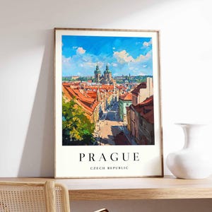 Prague Poster, Czech Republic Travel Print, Charles Bridge Print, Cityscape Wall Decor, Prague Castle View Art, European Travel Gift