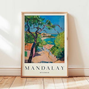 Mandalay Poster, Myanmar Travel Print, Burma Wall Art, Buddhist Decor, Southeast Asia Travel Gift, Ancient City Print, Myanmar Travel Art