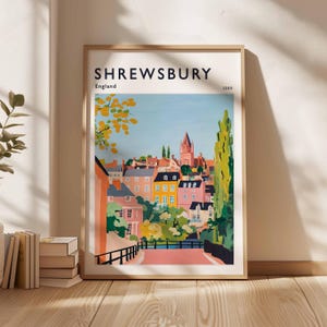 Shrewsbury Poster, UK Print, Shrewsbury Wall Art, Shrewsbury Decor, Shrewsbury Print, Historic Town Art, Shrewsbury Gift