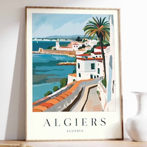 Algiers Poster, Algiers Travel Print, Islamic Wall Art, Islamic Decor, Tropical Decor, City Print, Algeria Gift, Algeria Travel Poster