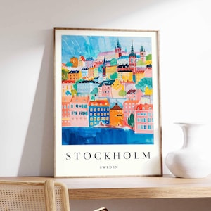 Pôster de Estocolmo, impressão da Suécia, arte de parede de Estocolmo, mapa da cidade escandinava, decoração moderna de Estocolmo, impressão de viagem minimalista