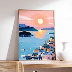 Norway Poster, Fjord Travel Print, Northern Lights Art, Oslo Bergen Decor, Scandinavian Landscape, Nordic Home Gift