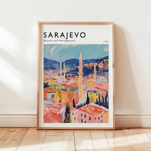 Sarajevo Poster, Bosnia and Herzegovina Travel Print, European Wall Art, Cityscape Decor, Sarajevo Travel Gift, Bosnia and Herzegovina Art