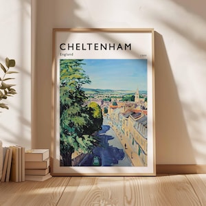 Cheltenham Poster, England Travel Print, British Decor, United Kingdom Travel Poster, Cheltenham Gift, Cheltenham Travel Poster