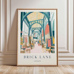 Brick Lane Poster, London Travel Poster, Brick Lane Wall Art, East London Print, UK City Poster, Street Market Art, British Culture Decor