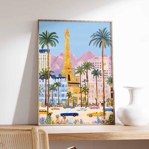 Las Vegas Poster, Nevada City Print, Vegas Strip Art, Casino Decor, Sin City Gift, Entertainment Wall Art, Neon Lights