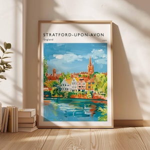 Stratford upon Avon Poster, England Travel Print, British Decor, United Kingdom Travel Poster, Stratford upon Avon Travel Poster
