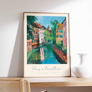 Straßburg Poster, Frankreich Reisedruck, Altstadt Kunstdruck, Frankreich Elsass Dekor, Europäische Architektur Wandkunst, Frankreich Reisegeschenk