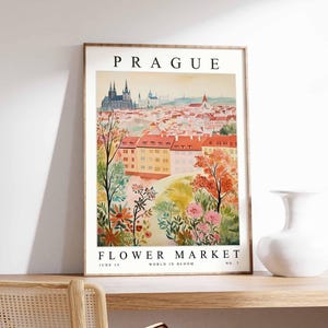Prague Flower Market Poster, Prague Print, Czech Floral Wall Art, Prague Floral Decor, Botanical Poster, Czech Republic Travel Art