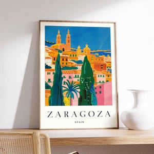 Zaragoza Poster, Spain Travel Print, Aragon Wall Art, Spanish City Decor, Zaragoza Basilica Poster, Spain Travel Art, Europe Travel Gift