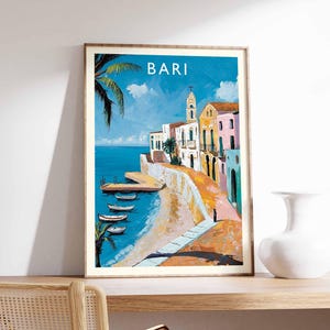 Bari Poster, Italy Travel Print, Puglia Wall Art, Southern Italy Decor, Bari Old Town Poster, Italy Travel Gift, Europe Travel Art