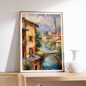 Verona Poster, Italy Print, Verona Wall Art, Romeo and Juliet Poster, Italian City Print, Europe Travel Poster, Verona Skyline