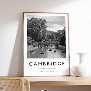 Cambridge Poster, Cambridge Print, Cambridge UK Poster, Cambridge Water Print, Cambridge River Art, Cambridge Wall Art, Cambridge Decor