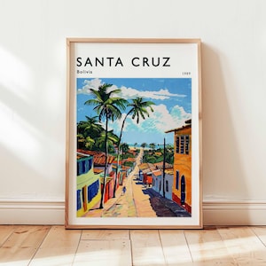Santa Cruz Poster, Bolivia Travel Print, South America Wall Art, Cityscape Decor, Santa Cruz Travel Gift, City Print, Bolivia Travel Art