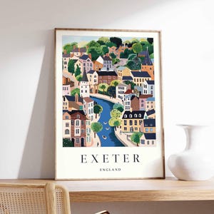Exeter Poster, England Travel Print, British Decor, United Kingdom Travel Poster, City Print, Exeter Gift, Exeter Travel Poster