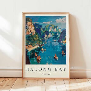 Halong Bay Poster, Vietnam Travel Print, Southeast Asia Wall Art, UNESCO Site Decor,  Limestone Karst Print, Vietnam Travel Art