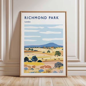 Richmond Park Poster, London Travel Poster, Richmond Wall Art, Deer Park Print, UK Nature Poster, British Landscape Art, London Park Decor